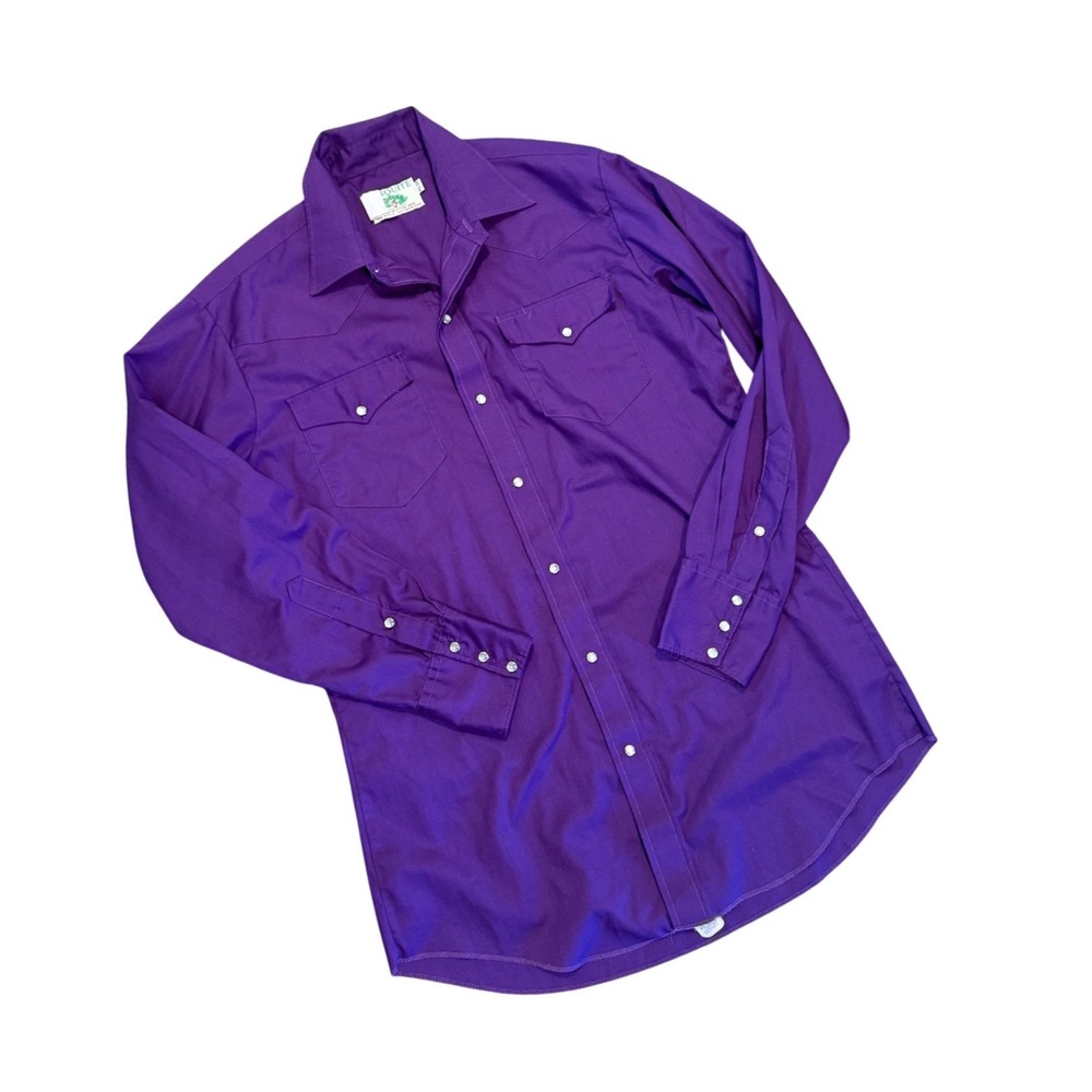 Mesquite Niver Western Wear Purple Pearl Snap Shirt Men 15.5-33 Vintage USA Made